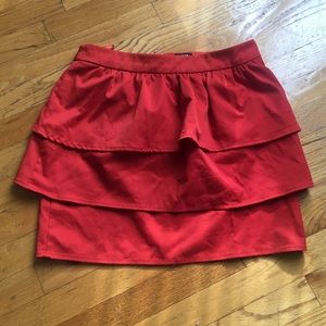 H&M Red 3 Layered Ruffle Frill Mini Skirt Sz 10